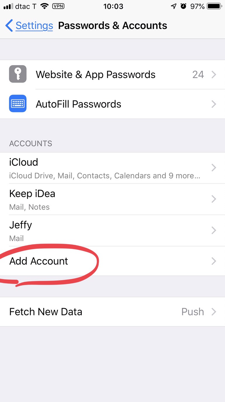 add mail account ios & android