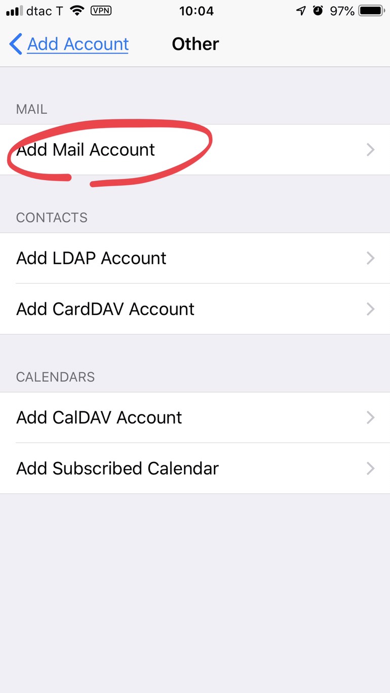 add mail account ios & android